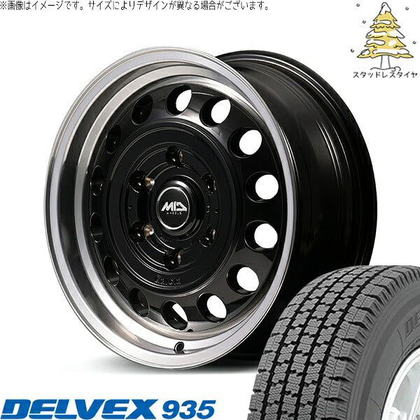 トーヨータイヤ デルベックス 935 195/80R15 ＋ MIDホイール ガルシア シスコ タイプ2 ブラックリムポリッシュ 15インチ 6J +33 6H139.7P スタッドレス・ホイール4本セット。1枚目。