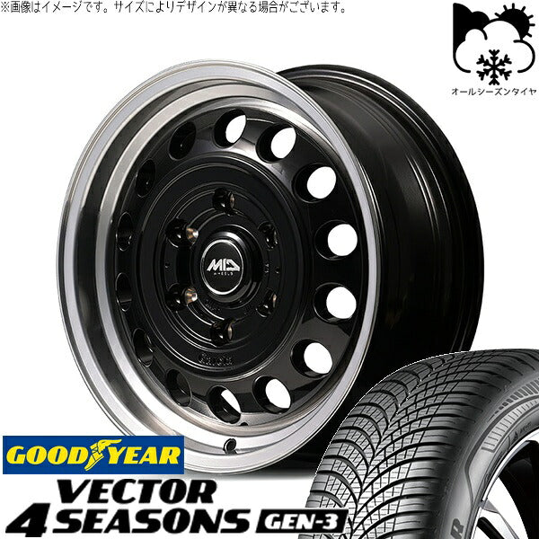 グッドイヤー ベクター4シーズンズ GEN-3 215/65R16 ＋ MIDホイール ガルシア シスコ タイプ2 ブラックリムポリッシュ 16インチ 6.5J +38 6H139.7P オールシーズン・ホイール4本セット。1枚目。
