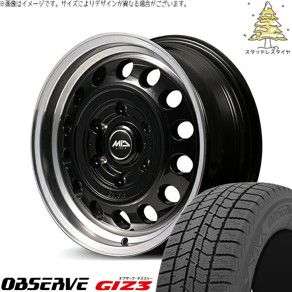 トーヨータイヤ オブザーブ ギズスリー (OBSERVE GIZ3) 215/70R15 ＋ MIDホイール ガルシア シスコ タイプ2 ブラックリムポリッシュ 15インチ 6J +33 6H139.7P スタッドレス・ホイール4本セット。1枚目。