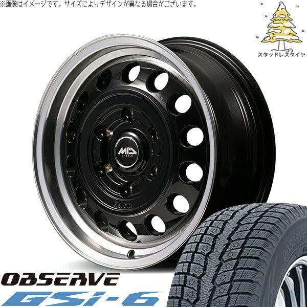 トーヨータイヤ オブザーブ Gsi-6 (OBSERVE Gsi-6) 195/80R15 ＋ MIDホイール ガルシア シスコ タイプ2 ブラックリムポリッシュ 15インチ 6J +33 6H139.7P スタッドレス・ホイール4本セット。1枚目。