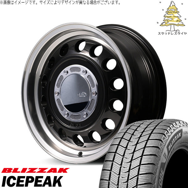 ブリヂストン ブリザック ICEPEAK 195/80R15 ＋ MIDホイール ガルシア シスコ タイプ2 ブラックリムポリッシュ 15インチ 6J +33 6H139.7P スタッドレス・ホイール4本セット。1枚目。