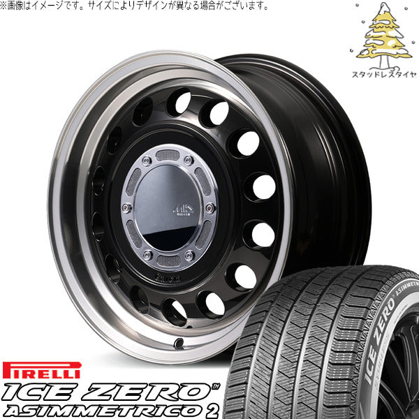 ピレリ アイスゼロアシンメトリコ2 215/65R16 ＋ MIDホイール ガルシア シスコ タイプ2 ブラックリムポリッシュ 16インチ 6.5J +38 6H139.7P スタッドレス・ホイール4本セット。1枚目。