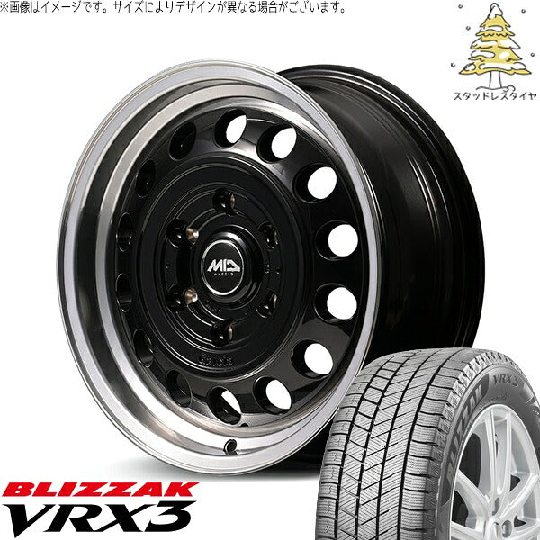 ブリヂストン ブリザック VRX3 (BLIZZAK VRX3) 215/70R15 ＋ MIDホイール ガルシア シスコ タイプ2 ブラックリムポリッシュ 15インチ 6J +33 6H139.7P スタッドレス・ホイール4本セット。1枚目。