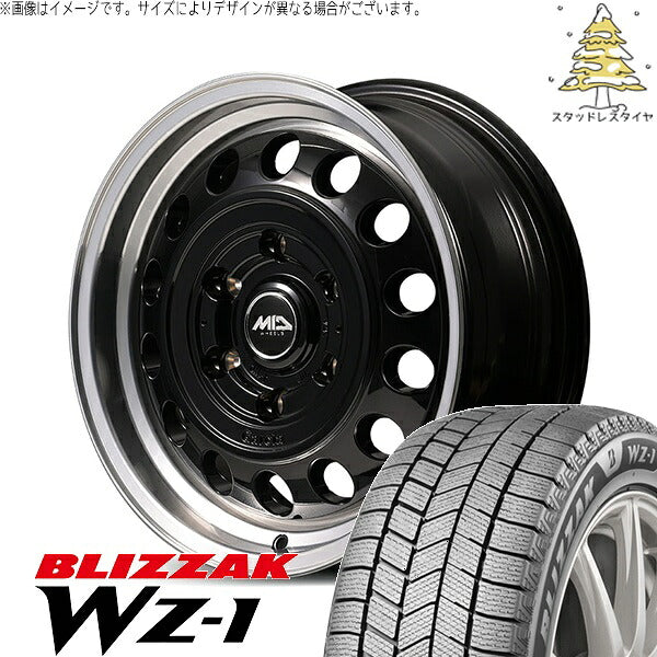 ブリヂストン ブリザック WZ-1 (BLIZZAK WZ-1) 195/80R15 ＋ MIDホイール ガルシア シスコ タイプ2 ブラックリムポリッシュ 15インチ 6J +33 6H139.7P スタッドレス・ホイール4本セット。1枚目。