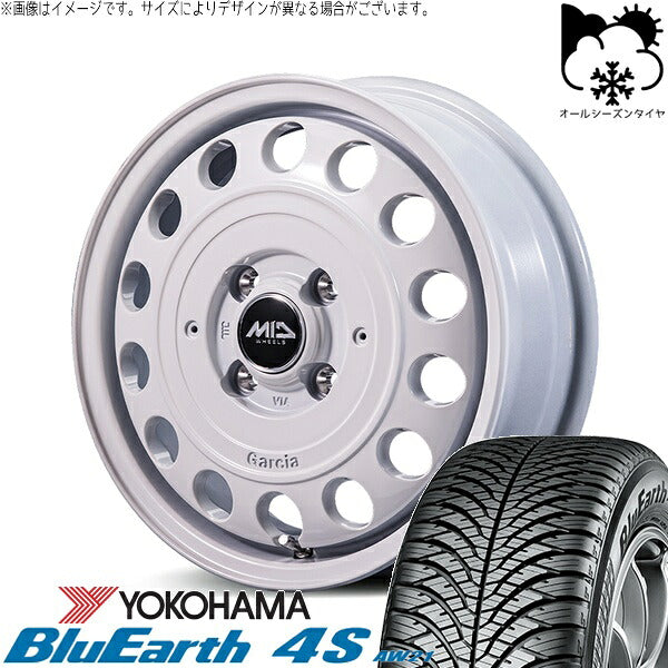 ヨコハマタイヤ ブルーアース4S AW21 165/55R15 ＋ MIDホイール ガルシア シスコ タイプ2 オールドイングリッシュホワイト 15インチ 4.5J +45 4H100P オールシーズン・ホイール4本セット。1枚目。