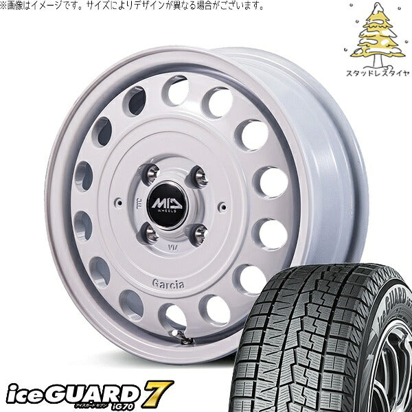 ヨコハマタイヤ アイスガードセブン IG70 165/55R15 ＋ MIDホイール ガルシア シスコ タイプ2 オールドイングリッシュホワイト 15インチ 4.5J +45 4H100P スタッドレス・ホイール4本セット。1枚目。