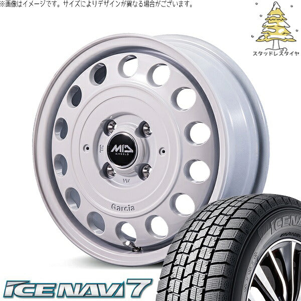 グッドイヤー アイスナビ セブン (ICENAVI7) 165/55R15 ＋ MIDホイール ガルシア シスコ タイプ2 オールドイングリッシュホワイト 15インチ 4.5J +45 4H100P スタッドレス・ホイール4本セット。1枚目。