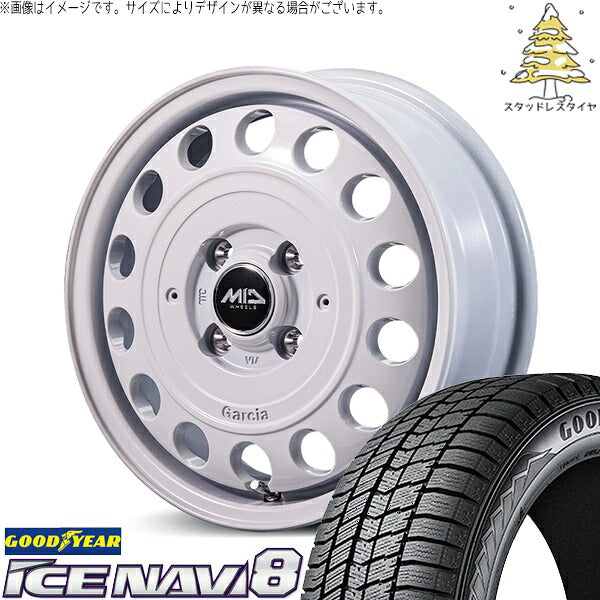 グッドイヤー アイスナビ8 165/65R15 ＋ MIDホイール ガルシア シスコ タイプ2 オールドイングリッシュホワイト 15インチ 4.5J +45 4H100P スタッドレス・ホイール4本セット。1枚目。