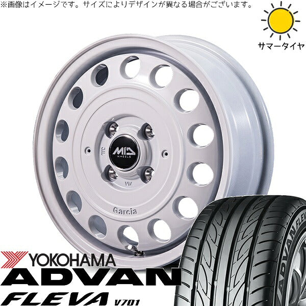 ヨコハマタイヤ アドバン フレバ V701 165/55R15 ＋ MIDホイール ガルシア シスコ タイプ2 オールドイングリッシュホワイト 15インチ 4.5J +45 4H100P サマー・ホイール4本セット。1枚目。