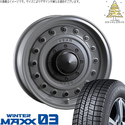 ダンロップ ウィンターマックス03 155/65R14 ＋ ディーン コロラド スティールグレー 14インチ 4.5J +43 4穴100 スタッドレス・ホイール4本セット。1枚目。