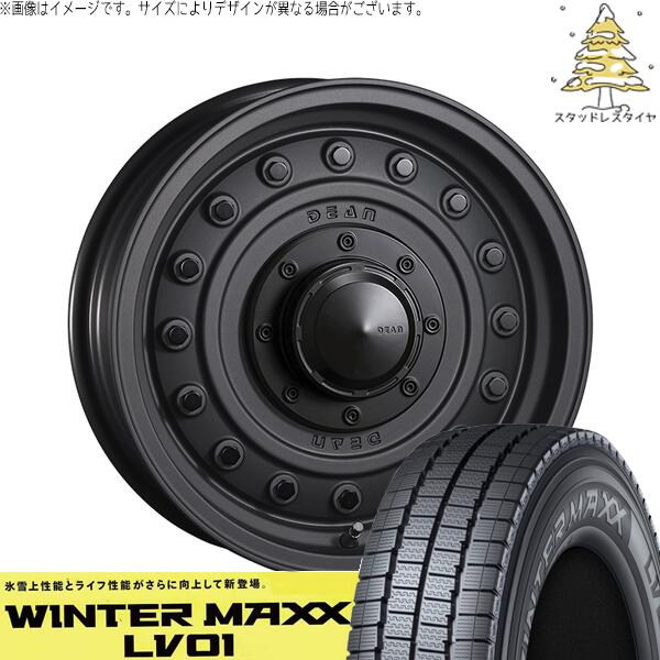 ダンロップ ウィンターマックス LV01 205/70R15 ＋ ディーン コロラド マットチャコールブラック 15インチ 6J -5 5H139.7P スタッドレス・ホイール4本セット。1枚目。