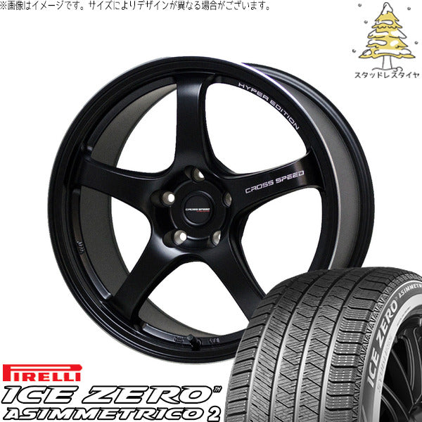 ピレリ アイスゼロアシンメトリコ2 215/45R17 ＋ クロススピード CR5 セミグロスブラック 17インチ 7.5J +45 5H114.3P スタッドレス・ホイール4本セット。1枚目。