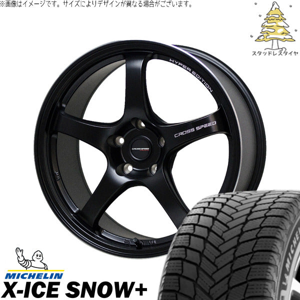 ミシュラン エックスアイス スノー+ 245/40R18 ＋ クロススピード CR5 セミグロスブラック 18インチ 8.5J +38 5H114.3P スタッドレス・ホイール4本セット。1枚目。