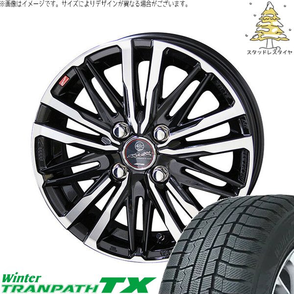 トーヨータイヤ ウィンタートランパス TX 165/65R14 ＋ スマック クレスト サファイアブラックポリッシュ 14インチ 5.5J +43 4H100P スタッドレス・ホイール4本セット。1枚目。