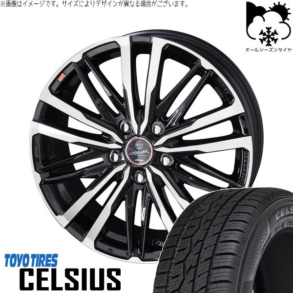 トーヨータイヤ セルシアス 215/65R16 ＋ スマック クレスト サファイアブラックポリッシュ 16インチ 6.5J +53 5H114.3P オールシーズン・ホイール4本セット。1枚目。