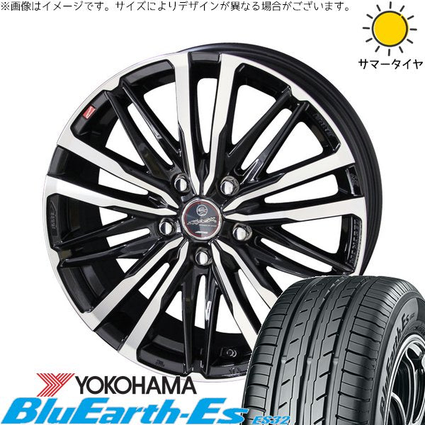 ヨコハマタイヤ ブルーアース ES32 225/55R18 ＋ スマック クレスト サファイアブラックポリッシュ 18インチ 8J +45 5H114.3P サマー・ホイール4本セット。1枚目。
