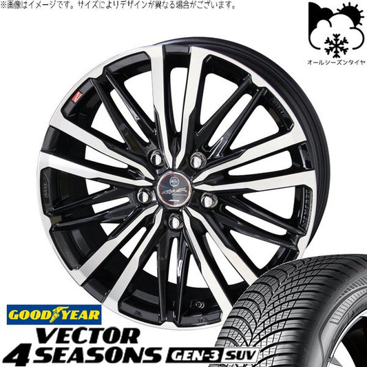 グッドイヤー ベクター4シーズンズ GEN-3 SUV 235/65R17 ＋ スマック クレスト サファイアブラックポリッシュ 17インチ 7J +38 5H114.3P オールシーズン・ホイール4本セット。1枚目。