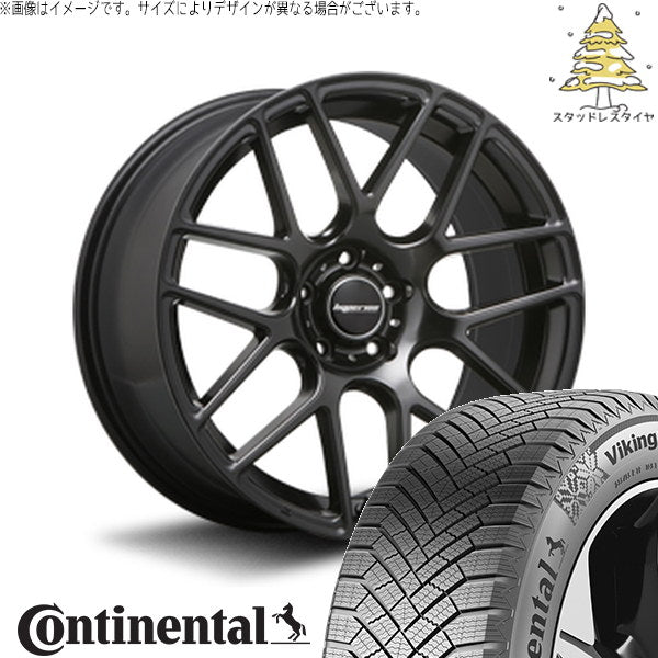 コンチネンタル バイキングコンタクト8 225/55R19 ＋ ハイペリオン CVM ハーフグロスブラック 19インチ 8.5J +35 5H114.3P スタッドレス・ホイール4本セット。1枚目。