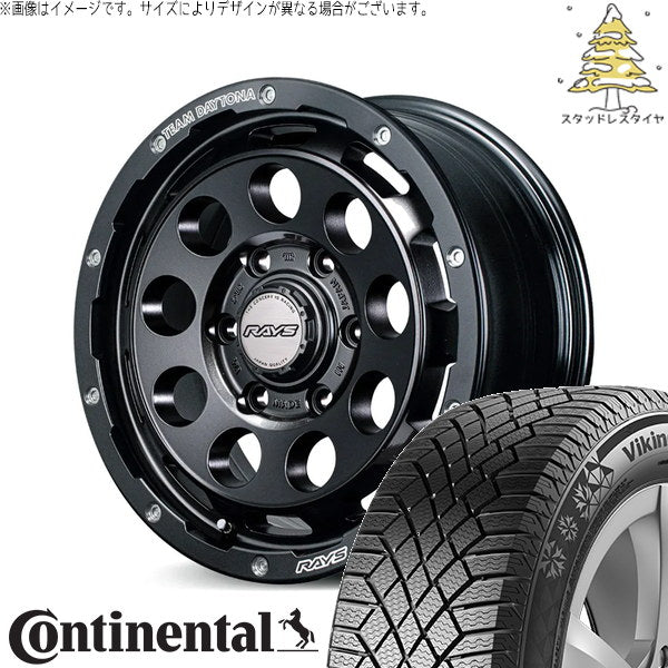 コンチネンタル バイキングコンタクト7 215/70R16 ＋ チームデイトナ D9 specM スーパーダークガンメタ 16インチ 6.5J +38 6H139.7P スタッドレス・ホイール4本セット。1枚目。