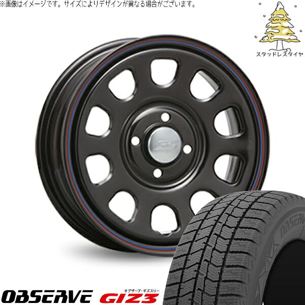 トーヨータイヤ オブザーブ GIZ3 175/65R15 ＋ デイトナ SS ブラック 15インチ 6J +30 4H100P スタッドレス・ホイール4本セット。1枚目。