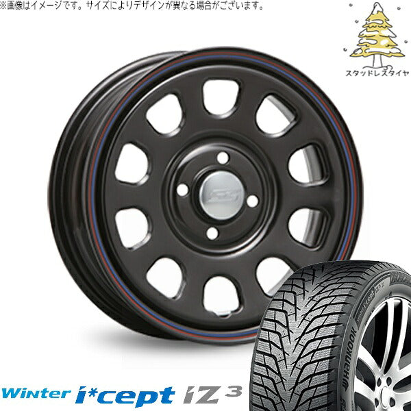 ハンコック ウィンターアイセプト IZ3 W636 185/65R15 ＋ デイトナ SS ブラック 15インチ 6J +30 4H100P スタッドレス・ホイール4本セット。1枚目。