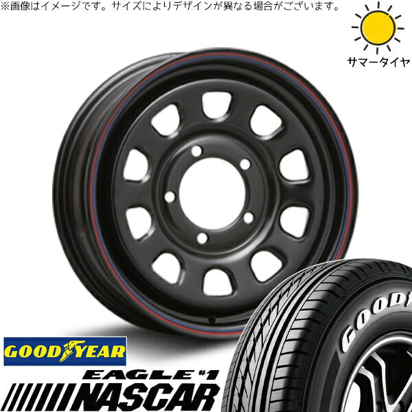 グッドイヤー イーグル ナスカー 195/80R15 ＋ デイトナ SS ブラック 15インチ 6J ±0 5H139.7P サマー・ホイール4本セット。1枚目。