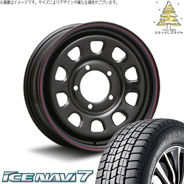 グッドイヤー アイスナビ7 205/70R15 ＋ デイトナ SS ブラック 15インチ 6J ±0 5H139.7P スタッドレス・ホイール4本セット。1枚目。