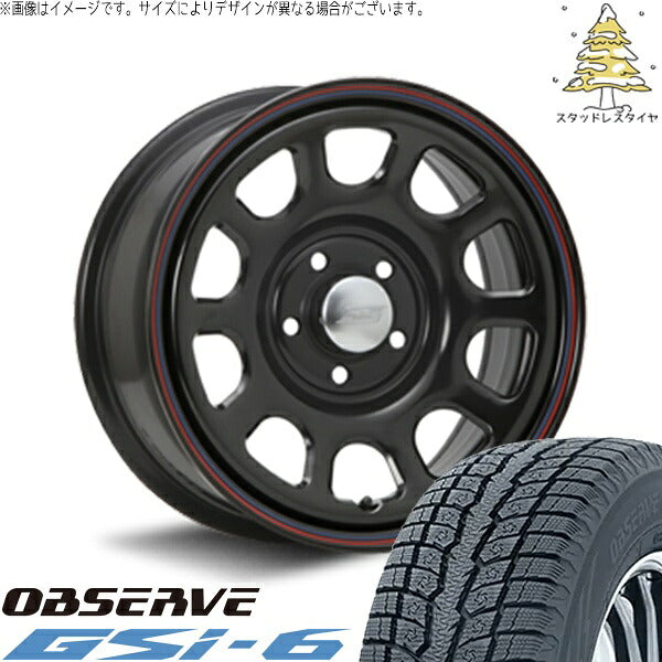 トーヨータイヤ オブザーブ Gsi-6 (OBSERVE Gsi-6) 225/70R16 ＋ デイトナ SS ブラック 16インチ 7.0J +35 5H114.3P スタッドレス・ホイール4本セット。1枚目。
