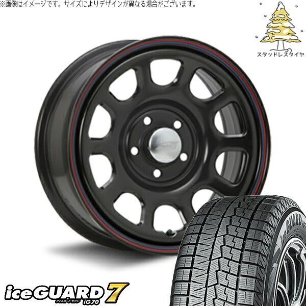 ヨコハマタイヤ アイスガードセブン IG70 205/65R16 ＋ デイトナ SS ブラック 16インチ 7J +35 5H114.3P スタッドレス・ホイール4本セット。1枚目。
