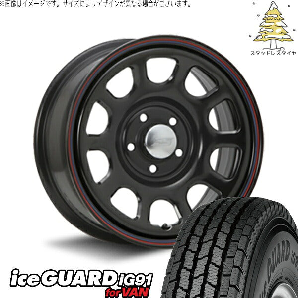 ヨコハマタイヤ アイスガード91 (iceGUARD91 IG91) 225/70R16 ＋ デイトナ SS ブラック 16インチ 7.0J +35 5H114.3P スタッドレス・ホイール4本セット。1枚目。