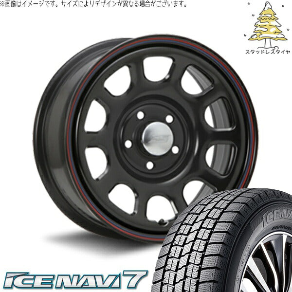 グッドイヤー アイスナビ7 205/65R16 ＋ デイトナ SS ブラック 16インチ 7J +35 5H114.3P スタッドレス・ホイール4本セット。1枚目。