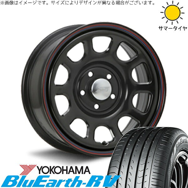 ヨコハマタイヤ ブルーアース RV03 205/65R16 ＋ デイトナ SS ブラック 16インチ 7J +35 5H114.3P サマー・ホイール4本セット。1枚目。