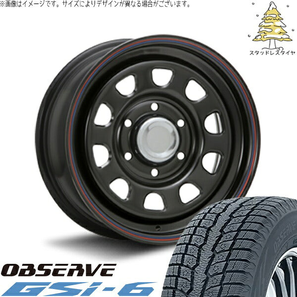 トーヨータイヤ オブザーブ Gsi-6 (OBSERVE Gsi-6) 195/80R15 ＋ デイトナ SS ブラック 15インチ 6J +45 6H139.7P スタッドレス・ホイール4本セット。1枚目。