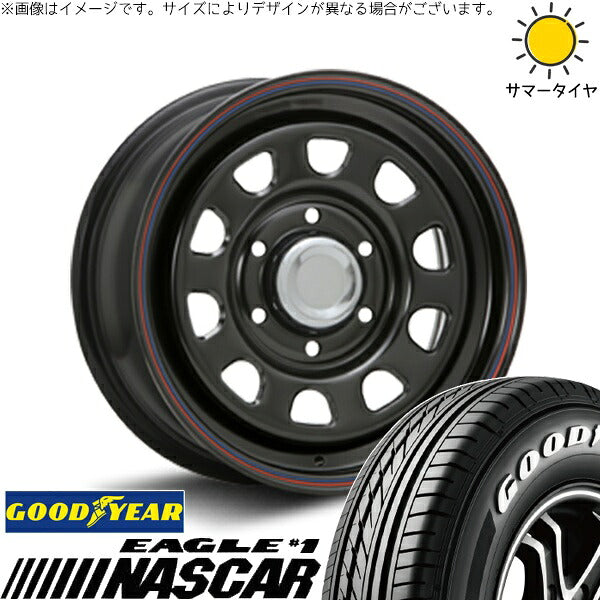 グッドイヤー イーグル ナスカー 195/80R15 ＋ デイトナ SS ブラック 15インチ 6J +45 6H139.7P サマー・ホイール4本セット。1枚目。