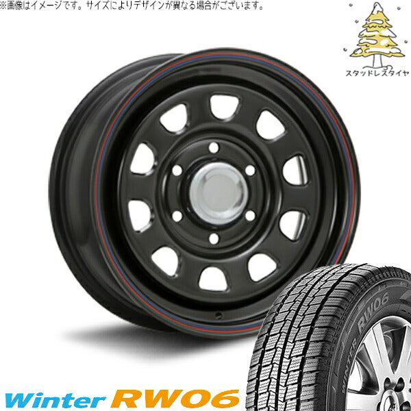 ハンコック ウィンター RW06 195/80R15 ＋ デイトナ SS ブラック 15インチ 6J +45 6H139.7P スタッドレス・ホイール4本セット。1枚目。