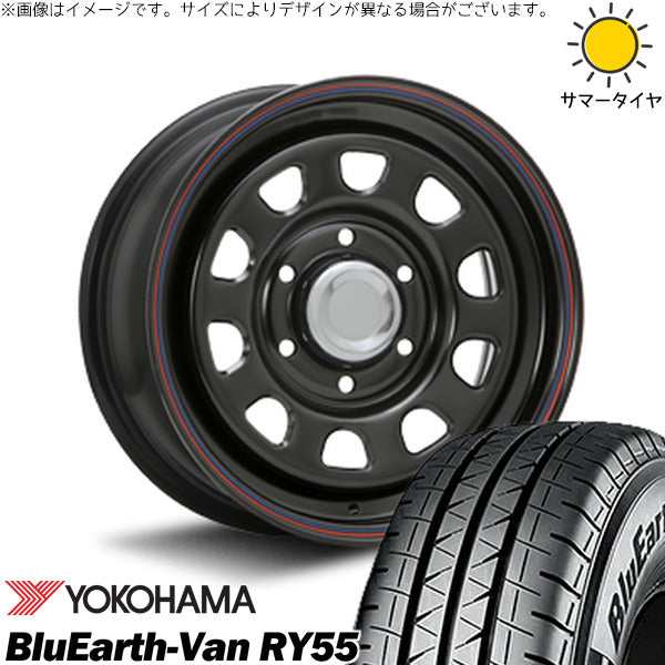 ヨコハマタイヤ ブルーアース バン RY55 195/80R15 ＋ デイトナ SS ブラック 15インチ 6J +45 6H139.7P サマー・ホイール4本セット。1枚目。