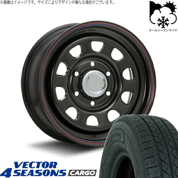 グッドイヤー ベクター4シーズンズ カーゴ 195/80R15 ＋ デイトナ SS ブラック 15インチ 6J +45 6H139.7P オールシーズン・ホイール4本セット。1枚目。