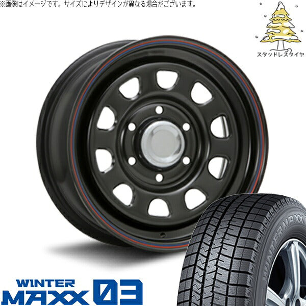 ダンロップ ウィンターマックス03 (WINTERMAXX03 WM03) 215/70R15 ＋ デイトナ SS ブラック 15インチ 6J +45 6H139.7P スタッドレス・ホイール4本セット。1枚目。