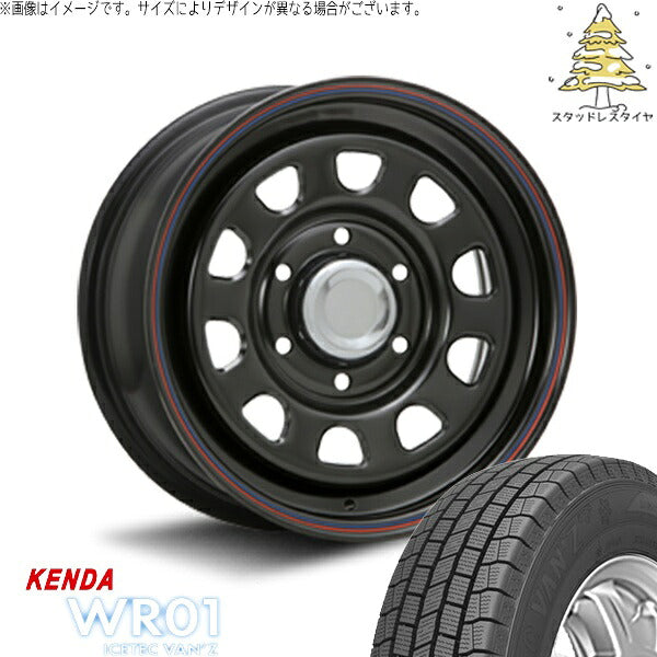 ケンダ アイステックバン WR01 (ICETEC VAN WR01) 195/80R15 ＋ デイトナ SS ブラック 15インチ 6J +45 6H139.7P スタッドレス・ホイール4本セット。1枚目。
