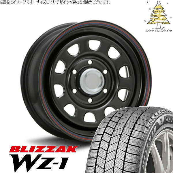 ブリヂストン ブリザック WZ-1 195/80R15 ＋ デイトナ SS ブラック 15インチ 6J +45 6H139.7P スタッドレス・ホイール4本セット。1枚目。