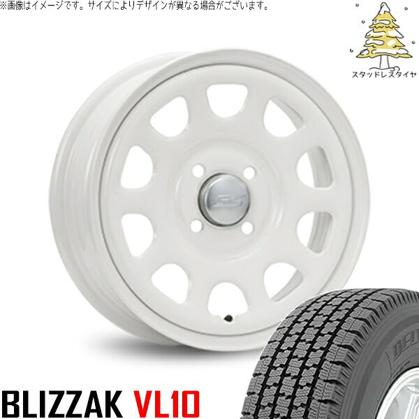 ブリヂストン ブリザック VL10 (BLIZZAK VL10) 155/80R14 ＋ デイトナ SS ホワイト 14インチ 5J +42 4H100P スタッドレス・ホイール4本セット。1枚目。