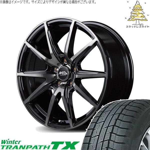 トーヨータイヤ ウィンタートランパス TX 215/70R16 ＋ MIDホイール DR-02 ブラックポリッシュ/ブラッククリア 16インチ 6.5J +48 5H114.3P スタッドレス・ホイール4本セット。1枚目。