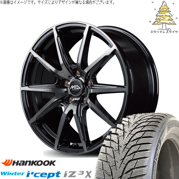 ハンコック ウィンターアイセプト IZ3X W636A 225/60R18 ＋ MIDホイール DR-02 ブラックポリッシュ/ブラッククリア 18インチ 8J +45 5H114.3P スタッドレス・ホイール4本セット。1枚目。