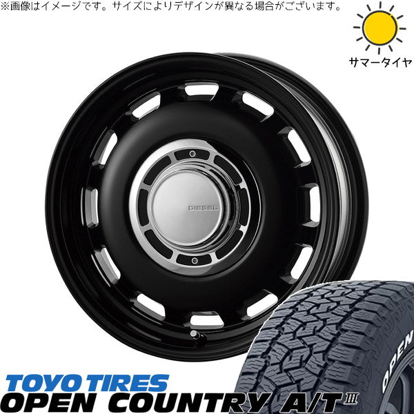 トーヨータイヤ オープンカントリー A/T3 ホワイトレター 175/80R16 ＋ クロスブラッド ディーゼル サテンブラック 16インチ 5.5J +20 5H139.7P サマー・ホイール4本セット。1枚目。