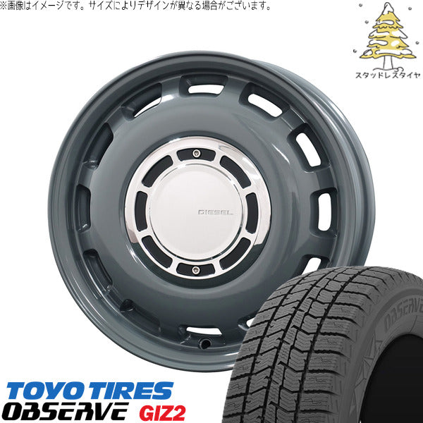 トーヨータイヤ OBSERVE 155/65R14 ＋ クロスブラッド ディーゼル マウスグレー 14インチ 4.5J +43 4H100P スタッドレス・ホイール4本セット。1枚目。