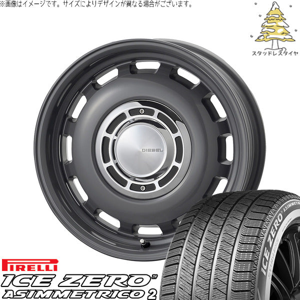 ピレリ アイスゼロアシンメトリコ2 215/65R16 ＋ クロスブラッド ディーゼル マウスグレー 16インチ 6.5J +38 6H139.7P スタッドレス・ホイール4本セット。1枚目。