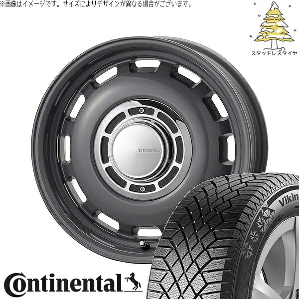 コンチネンタル バイキングコンタクト セブン (VikingContact7) 185/60R15 ＋ クロスブラッド ディーゼル マウスグレー 15インチ 6J +42 4H100P スタッドレス・ホイール4本セット。1枚目。