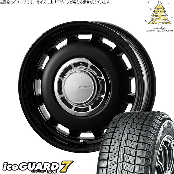 ヨコハマタイヤ アイスガード セブン (iceGUARD7 IG70) 175/65R15 ＋ クロスブラッド ディーゼル サテンブラック 15インチ 6J +32 4H100P スタッドレス・ホイール4本セット。1枚目。