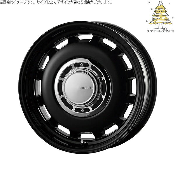 輸入スタッドレスタイヤ（銘柄指定不可） 165/60R15 ＋ クロスブラッド ディーゼル サテンブラック 15インチ 4.5J +43 4H100P ホイール4本セット。1枚目。