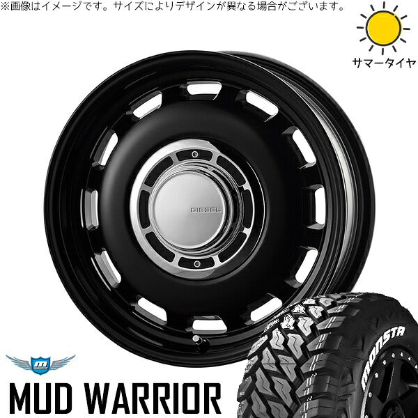 モンスタタイヤ マッドウォーリアー (MUD WARRIOR) 215/70R16 ＋ クロスブラッド ディーゼル サテンブラック 16インチ 5.5J +20 5H139.7P サマー・ホイール4本セット。1枚目。